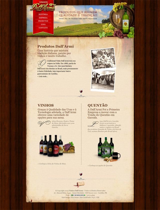 Webdesign site Vinhos Dall'Armi